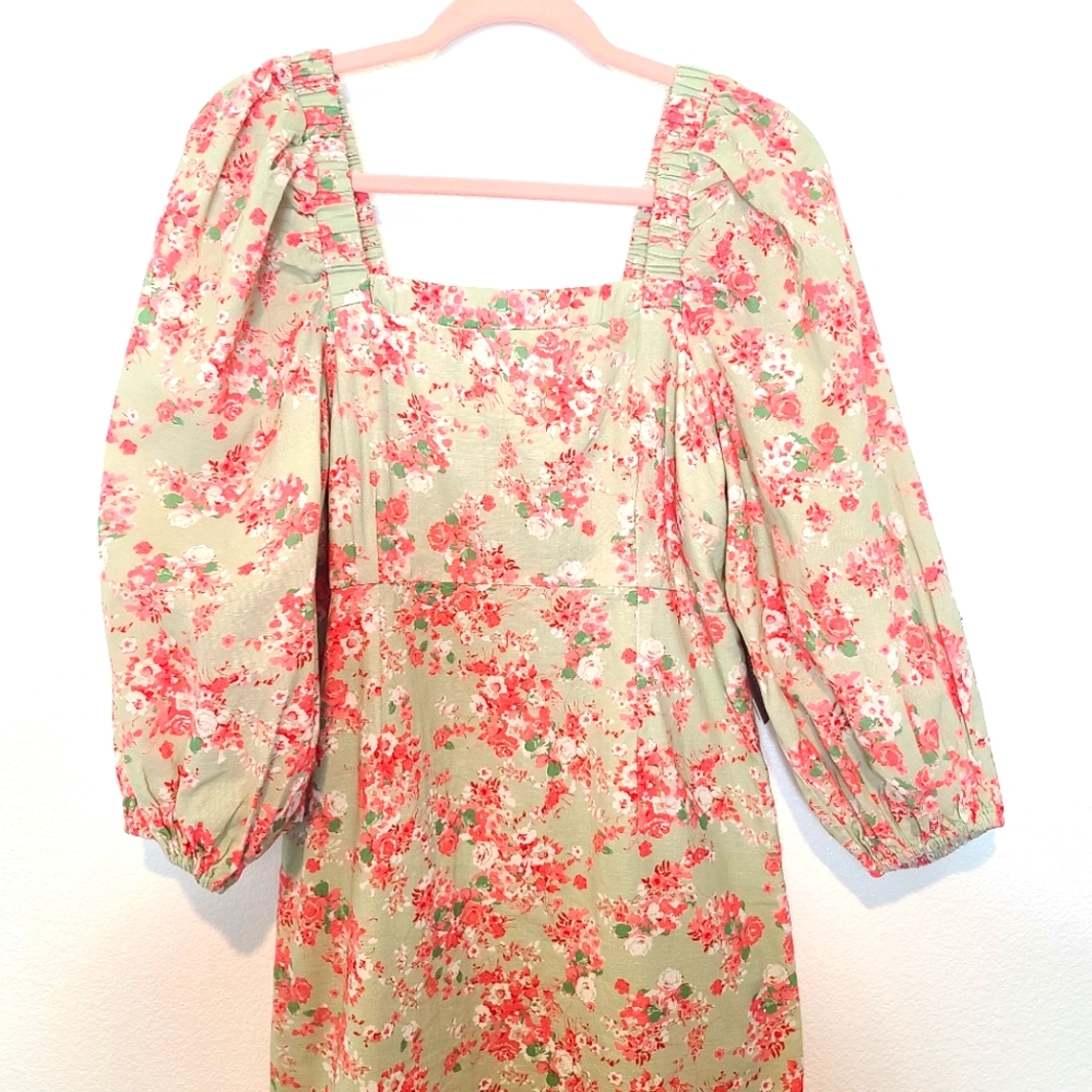 Anthropologie Forever That Girl Floral Puff Sleeves Dress - Picture 4 of 12